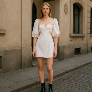 Rumer the Label White Freya Mini Linen Dress